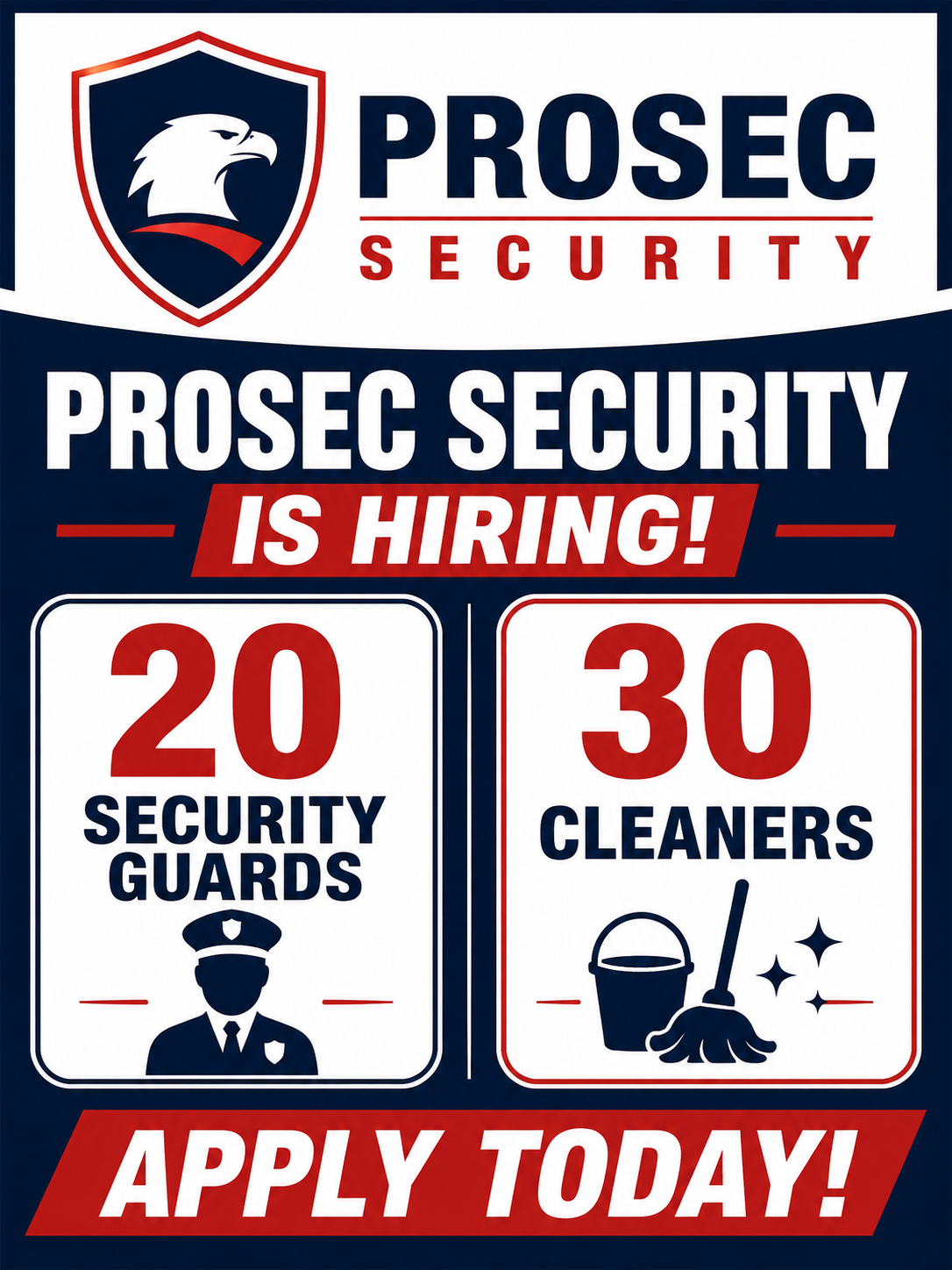 Prosec Security Is Hiring 20 Security Guards and 30 Cleaners – Apply Today