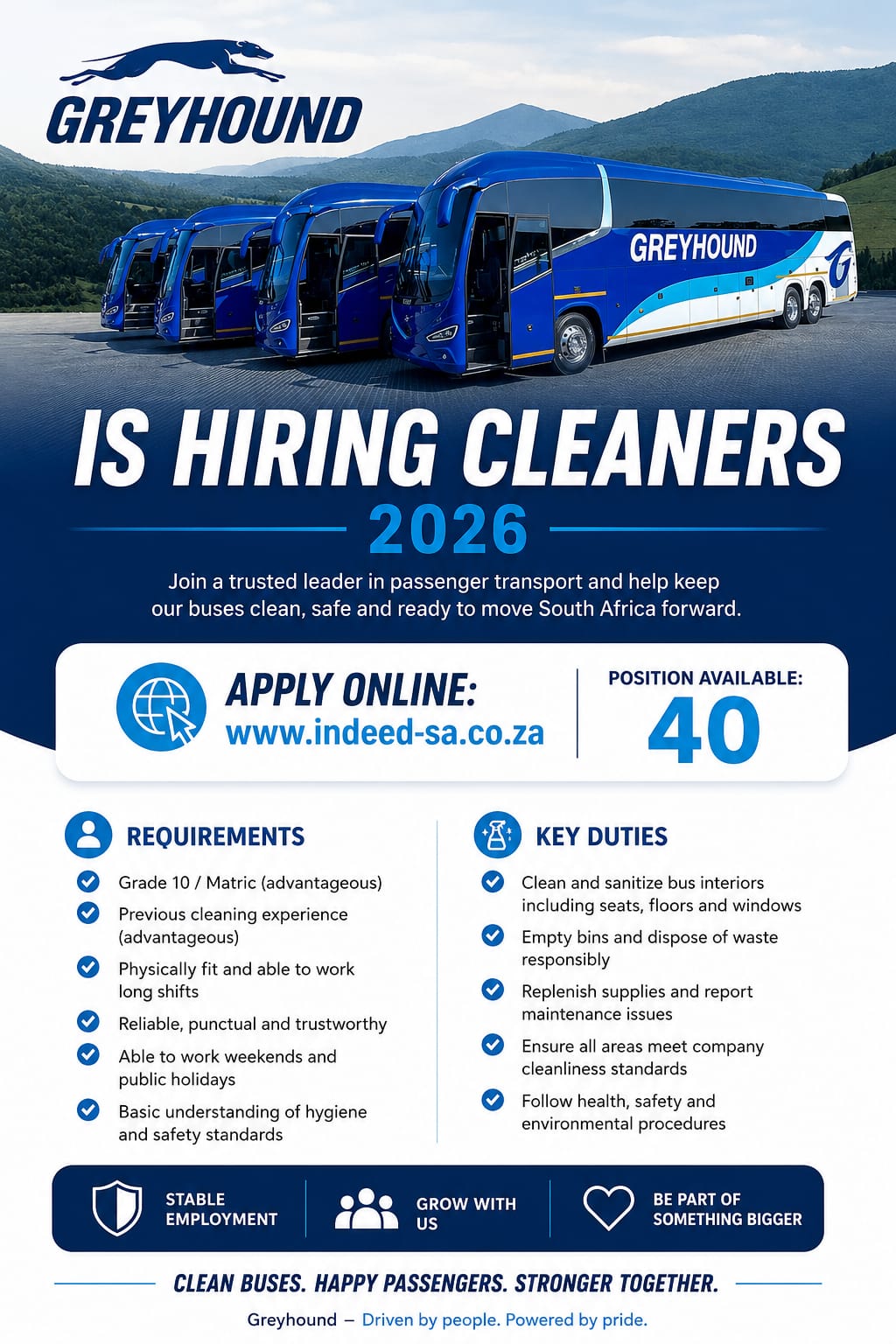 Greyhound Buses Cleaner Jobs Opportunities 2026 – Apply Today