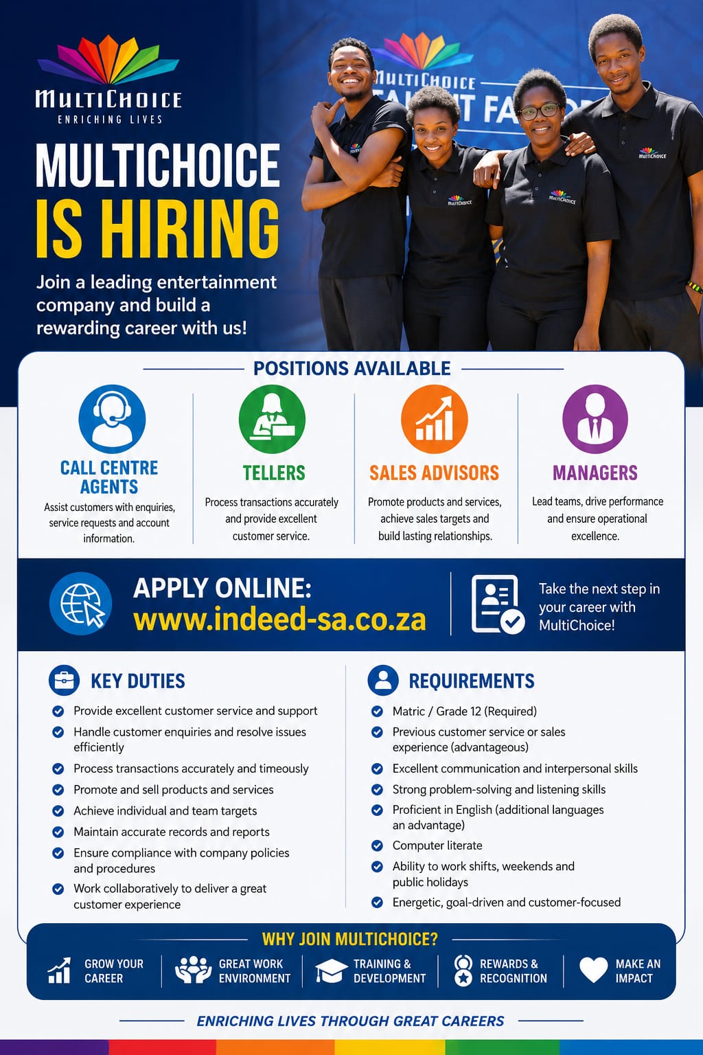 MultiChoice Careers 2026: Call Centre Agents, Tellers, Sales Advisors and Managers